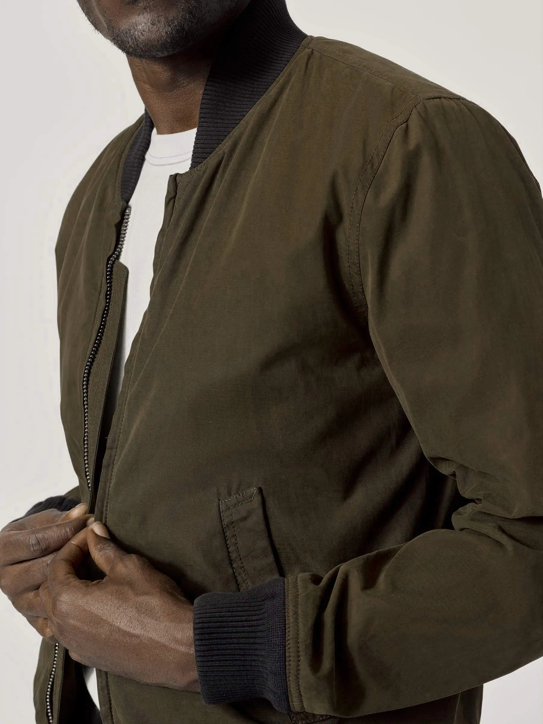 Dark Olive Oil Cloth Bomber