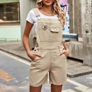 Debbie Denim Jumpsuits | Sommer moderne Kurzshorts-Jumpsuits mit mehreren Taschen