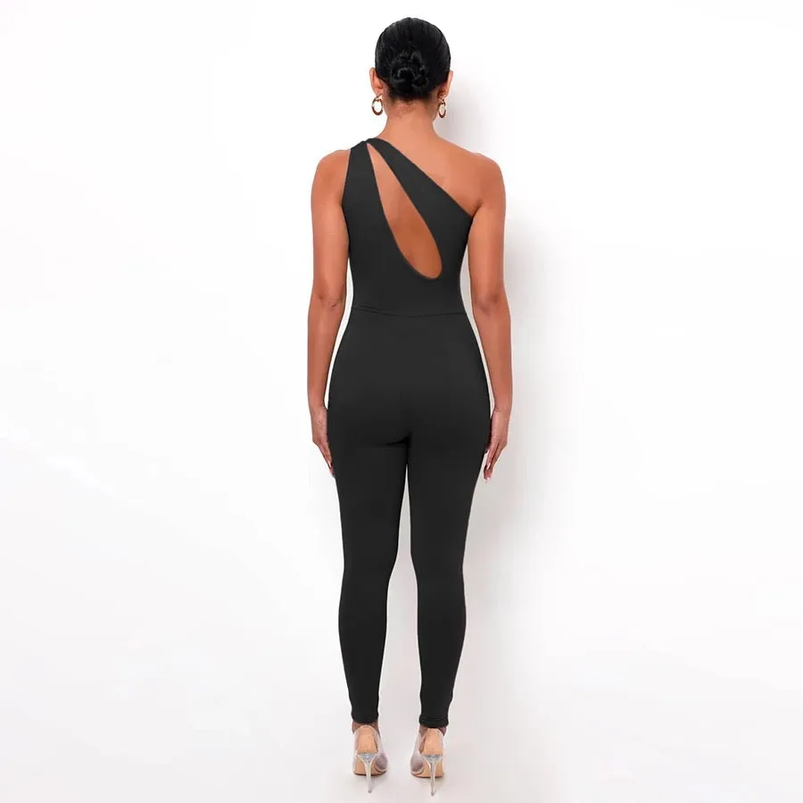 Deep v Cut detail bodycon jumpsuit