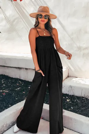 Demetria Square Neck Smocking Jumpsuit