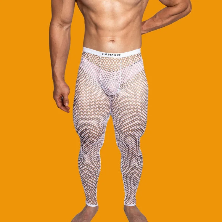 D.M mesh long johns breathable, trousers letter solid color