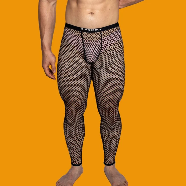 D.M mesh long johns breathable, trousers letter solid color