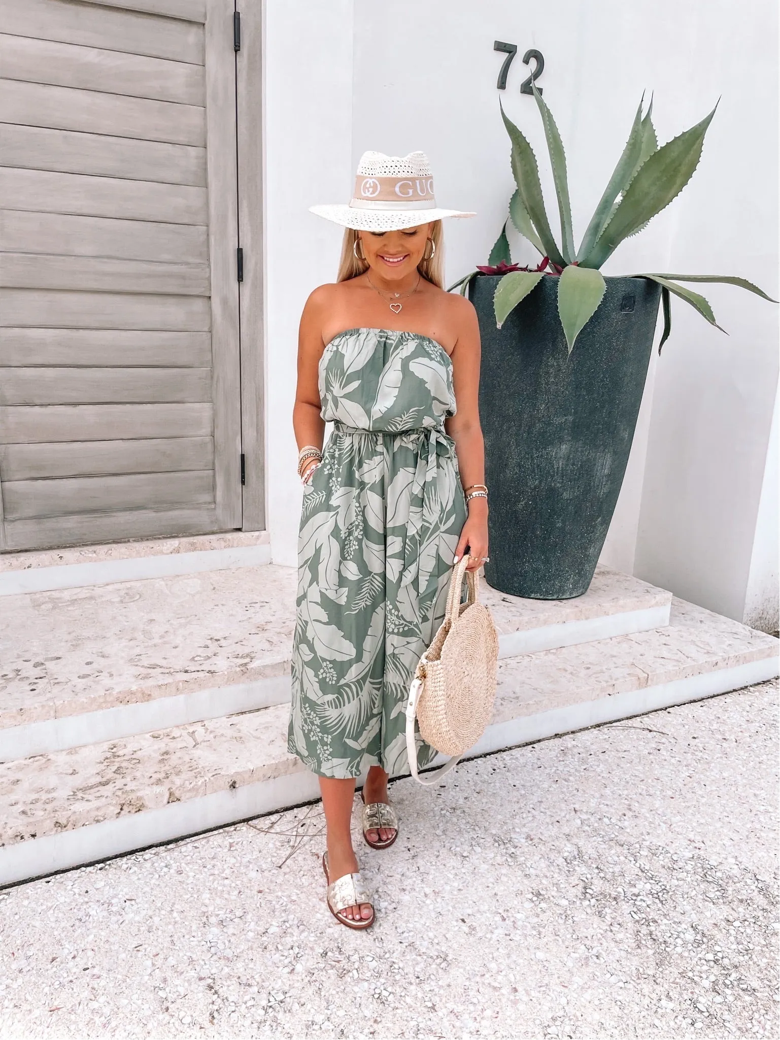 Dress Forum Olive Green Strapless Belted Jumpsuit NWT- Size S (sold out online)