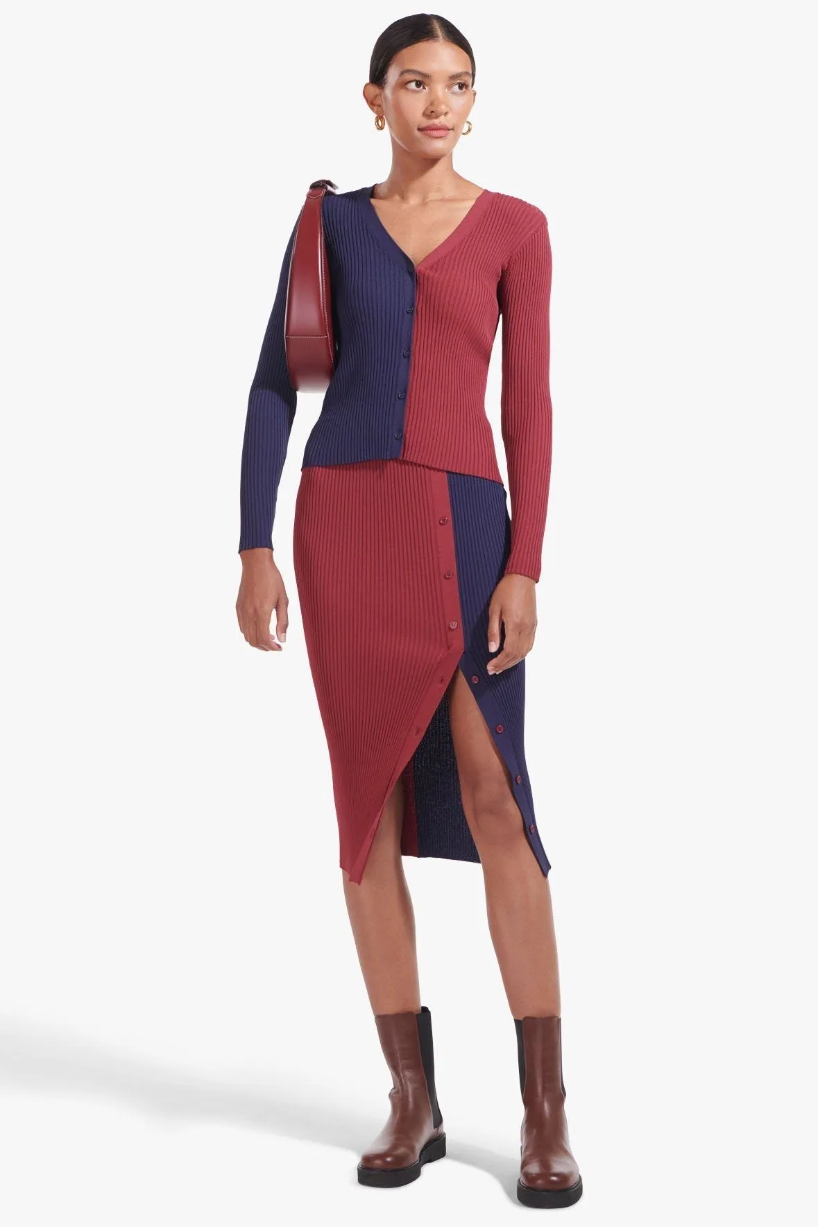 ELMS SKIRT | NAVY BORDEAUX