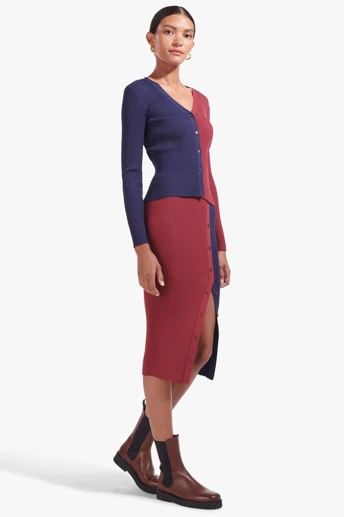 ELMS SKIRT | NAVY BORDEAUX