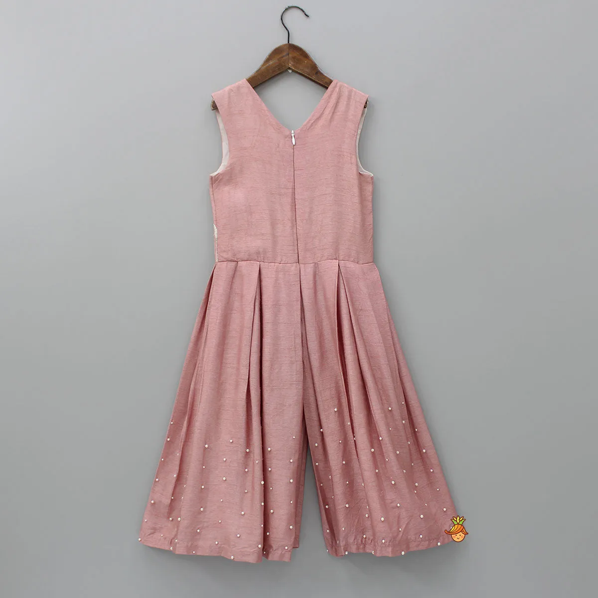 Embroidered Embellished Pink Jumpsuit