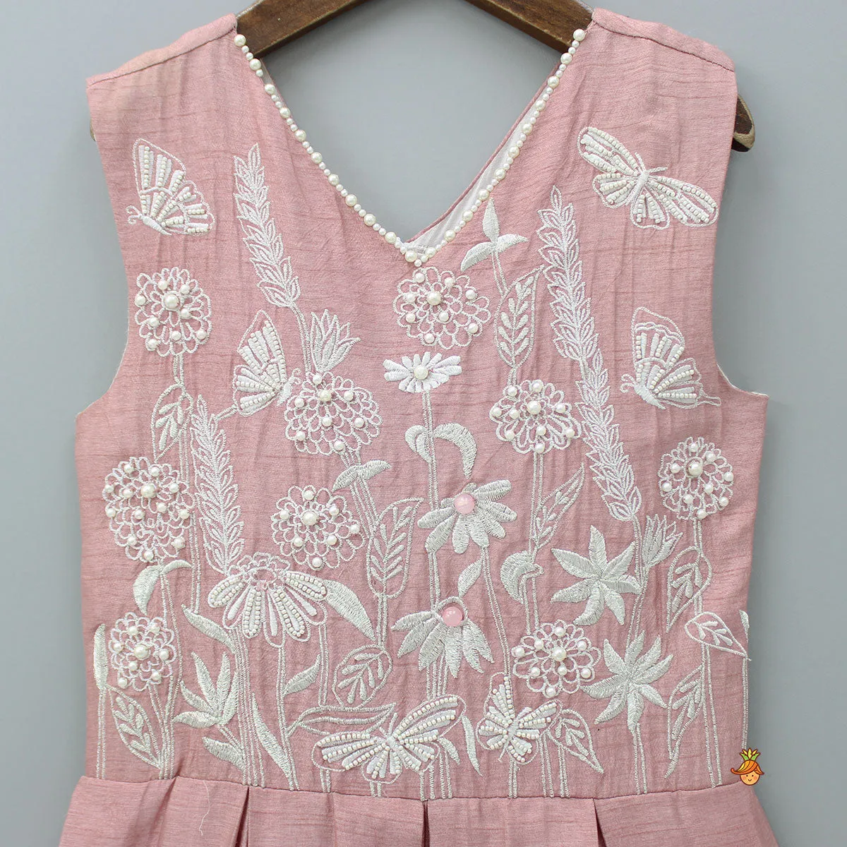 Embroidered Embellished Pink Jumpsuit