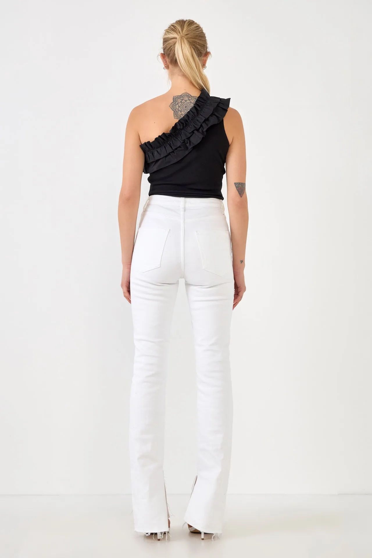 Endless Rose - Ruffled Asymmetrical Bodysuit