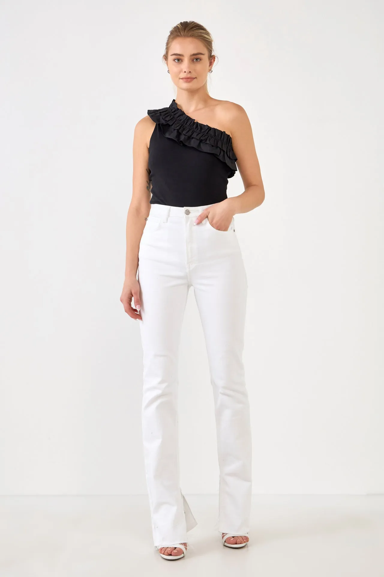 Endless Rose - Ruffled Asymmetrical Bodysuit