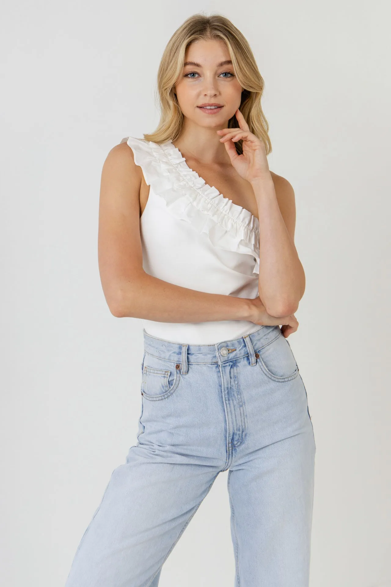 Endless Rose - Ruffled Asymmetrical Bodysuit