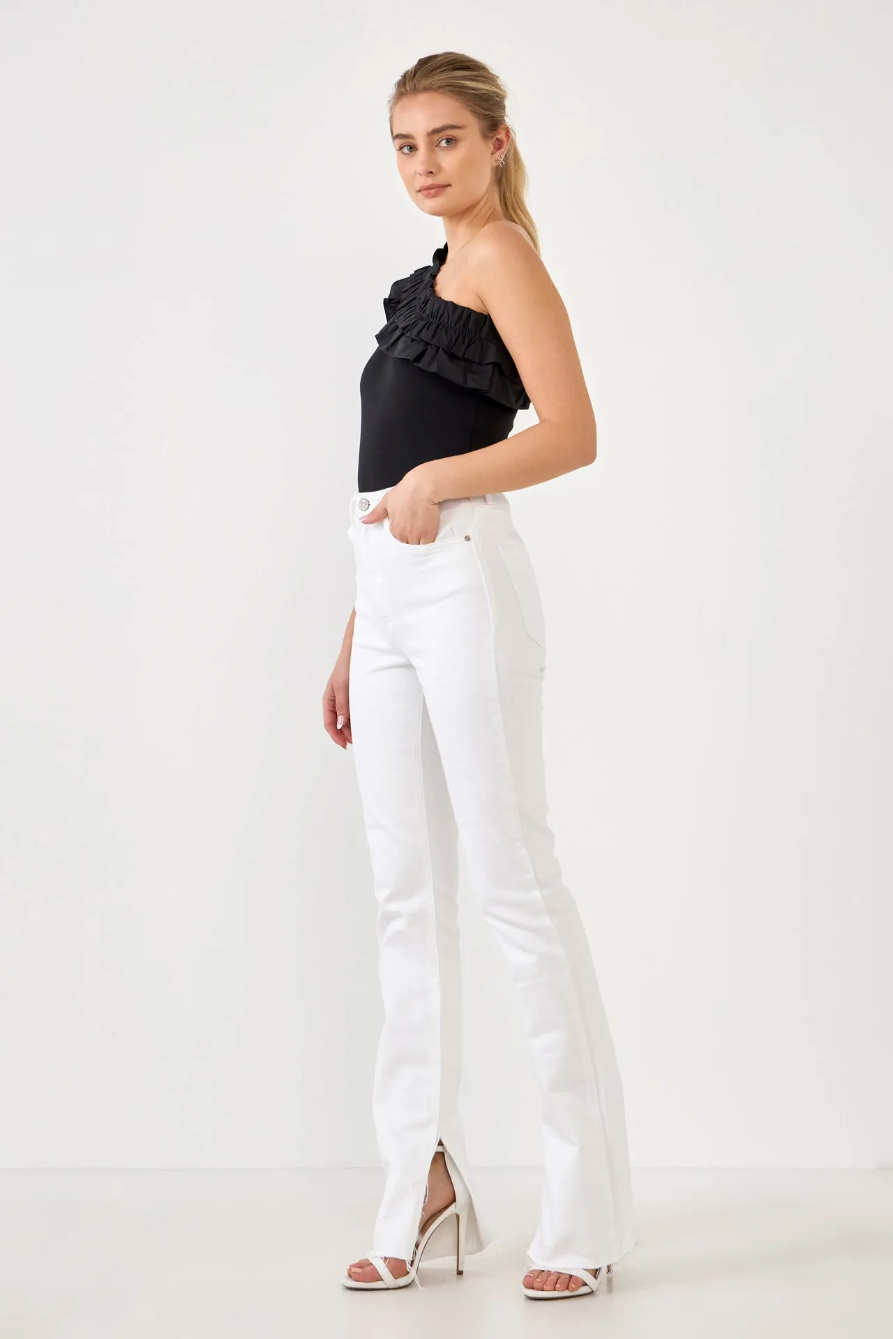 Endless Rose - Ruffled Asymmetrical Bodysuit