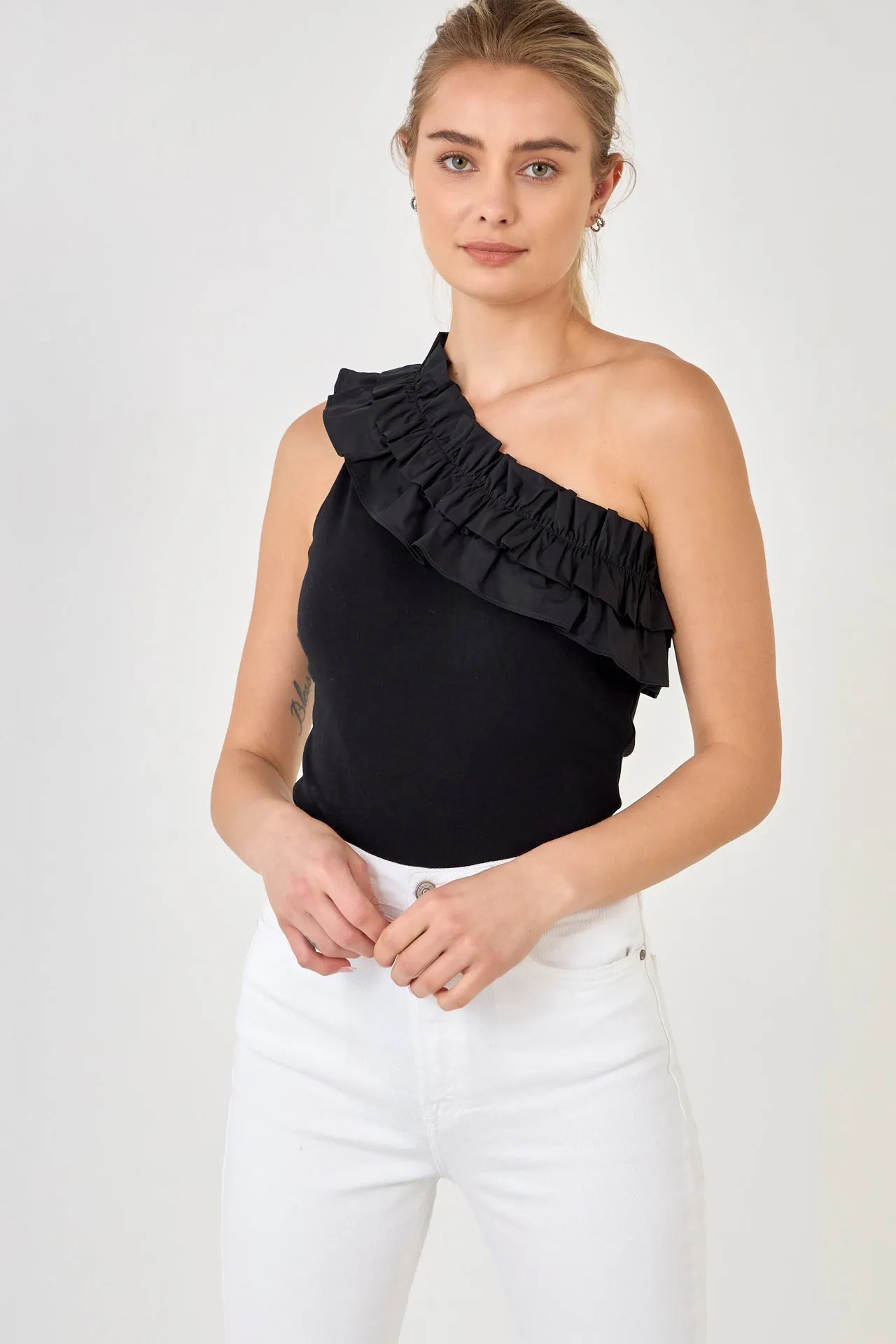 Endless Rose - Ruffled Asymmetrical Bodysuit