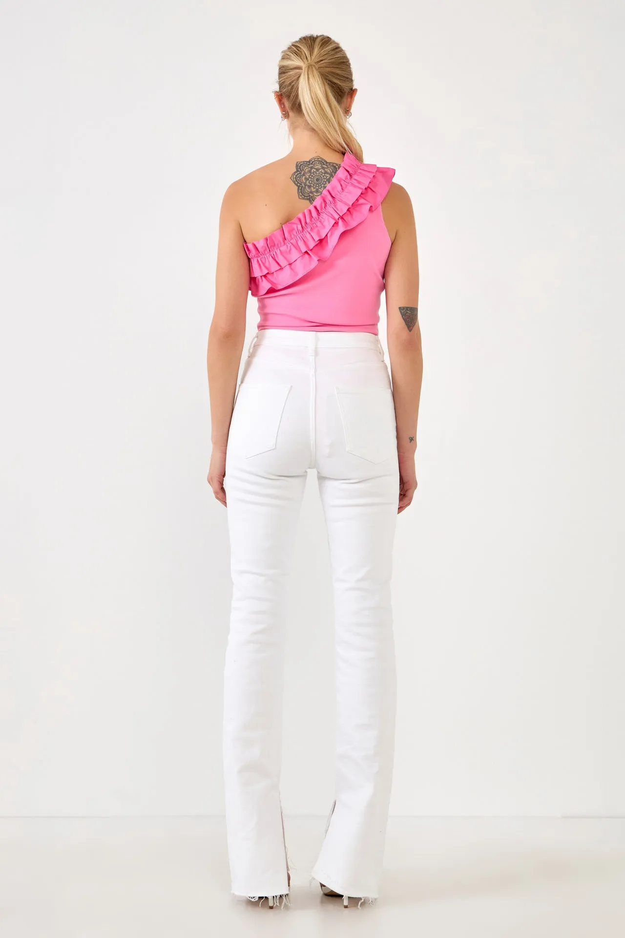 Endless Rose - Ruffled Asymmetrical Bodysuit