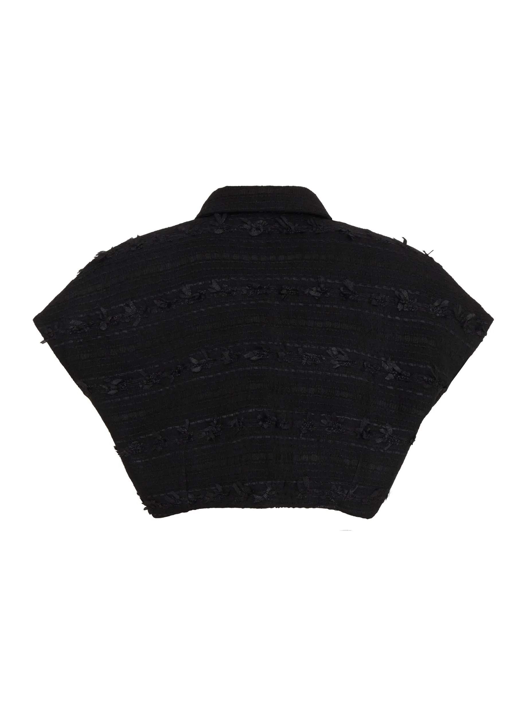 Faux Pearl-Embellished Cropped Vest in Black