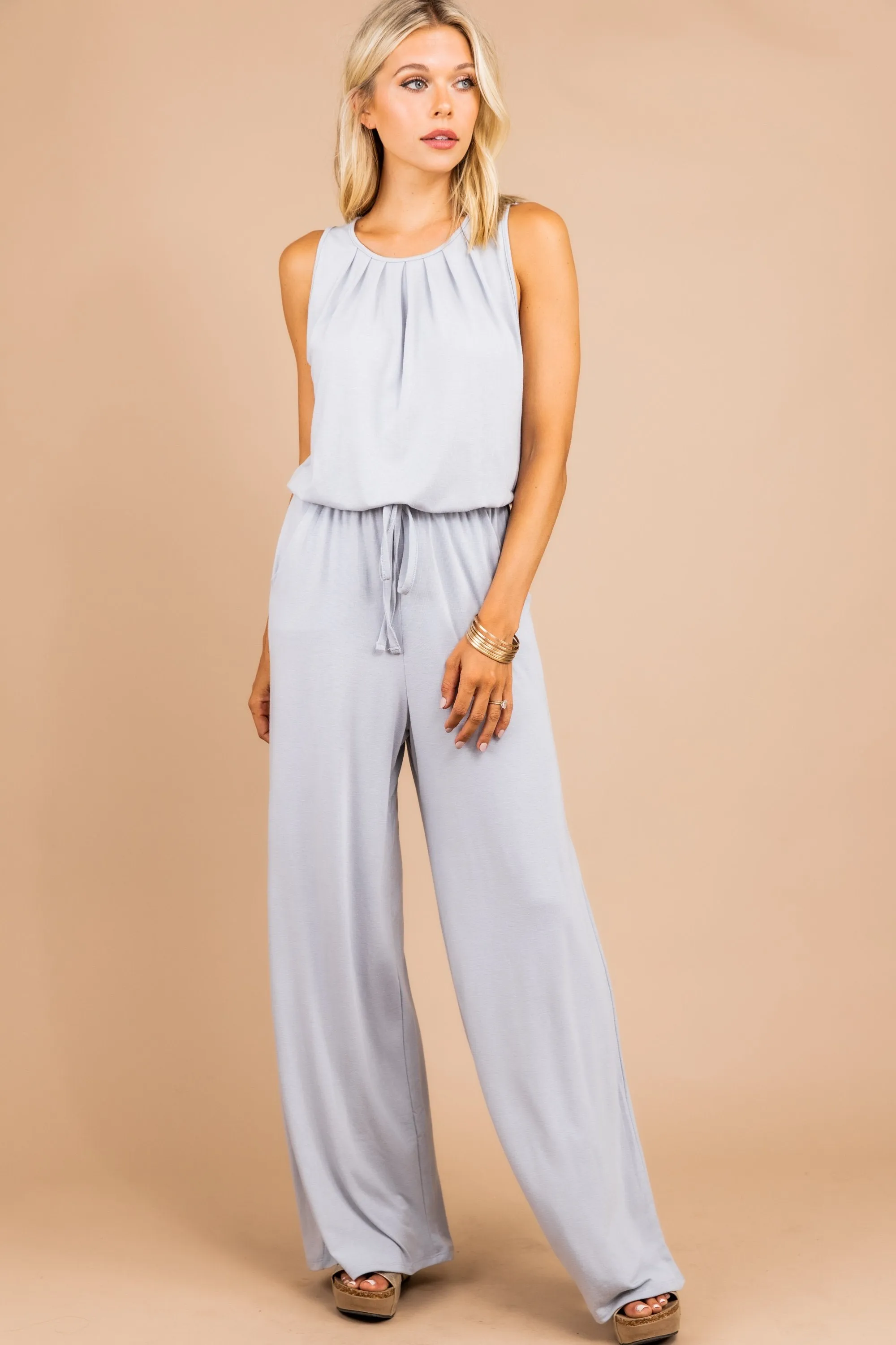 Feeling So Free Light Gray Jumpsuit