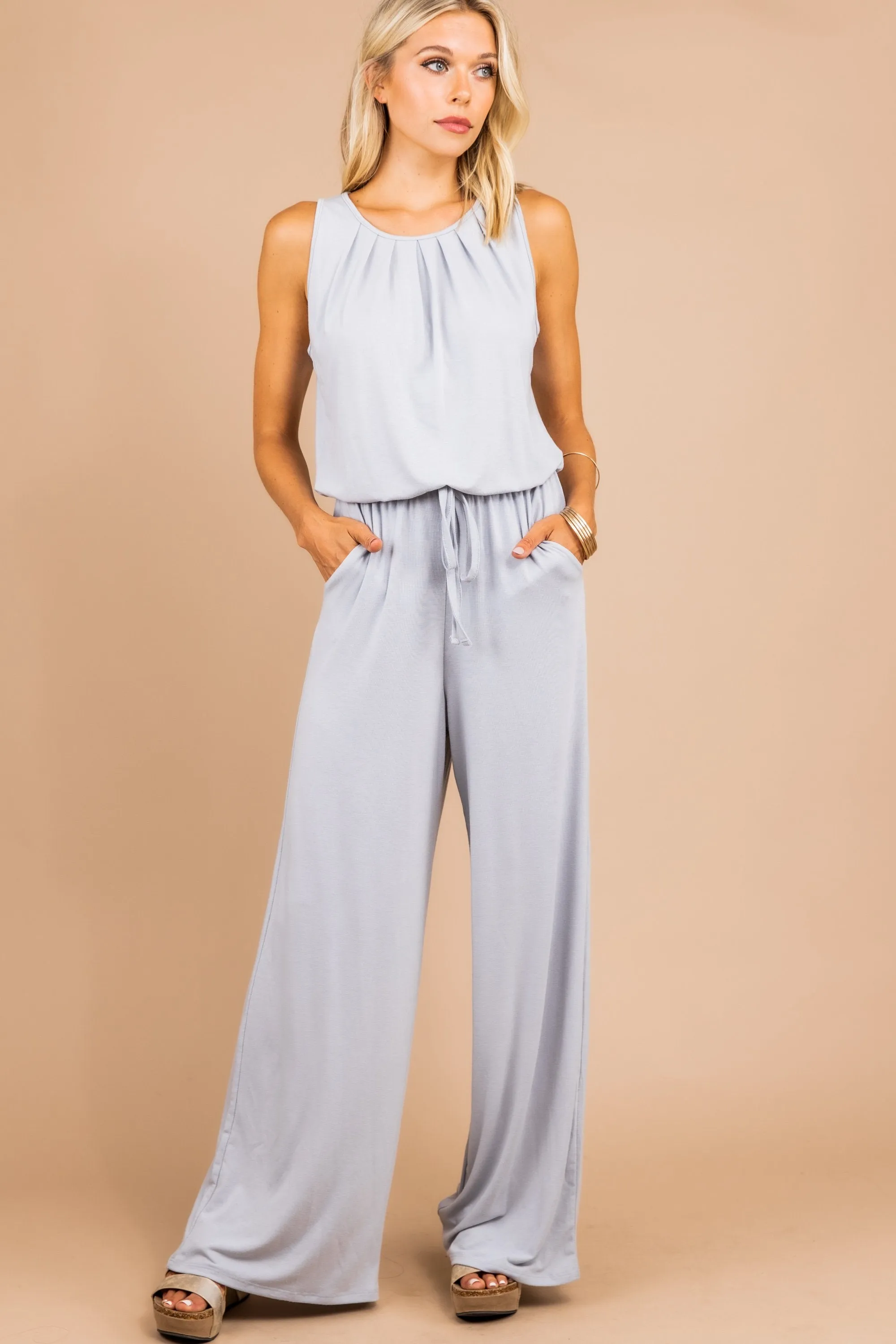 Feeling So Free Light Gray Jumpsuit