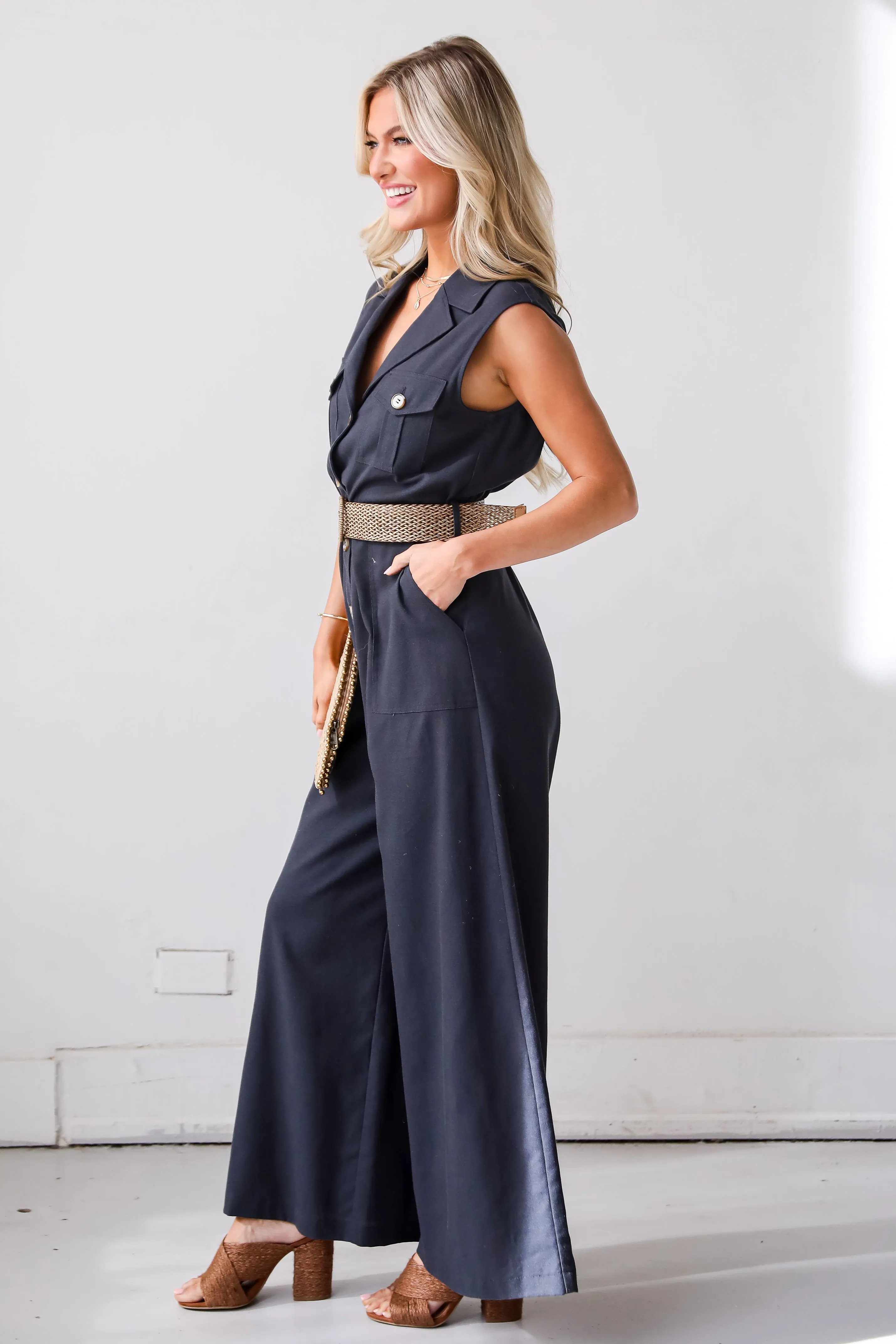 FINAL SALE - Posh Desires Navy Jumpsuit