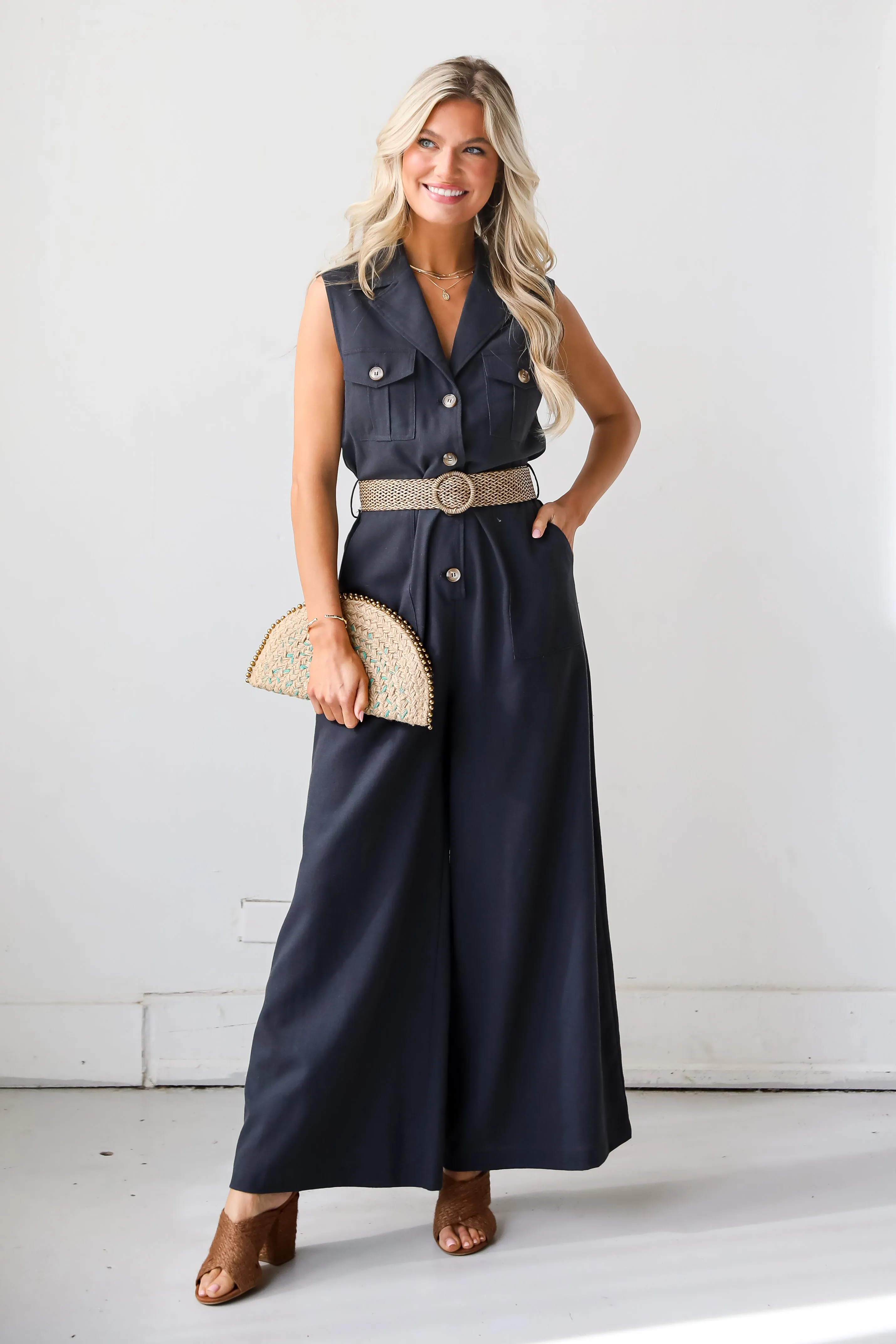 FINAL SALE - Posh Desires Navy Jumpsuit