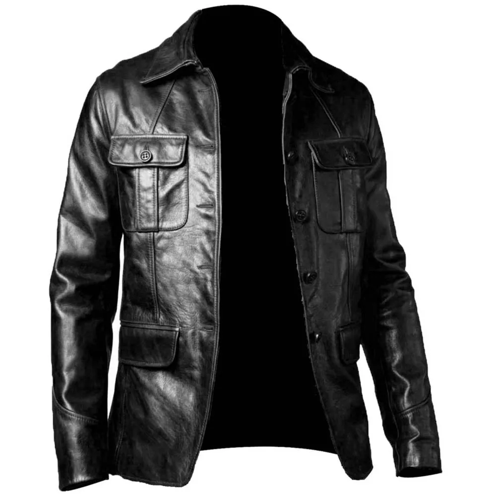 Flap Pocket Five Button Brown Blazer Coat Mens