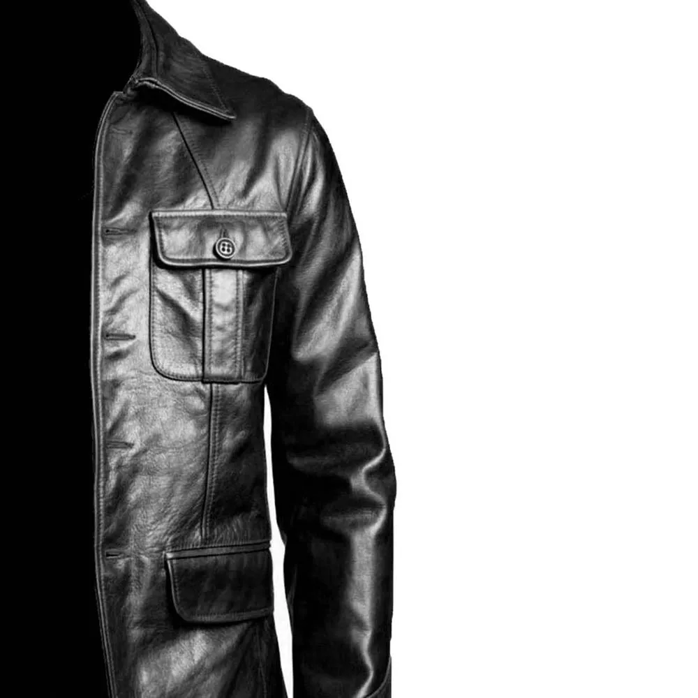 Flap Pocket Five Button Brown Blazer Coat Mens