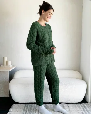 Forest Fuzzy Cable Knit Sweater PJ Set Forest Fuzzy Cable Knit Sweater PJ Set