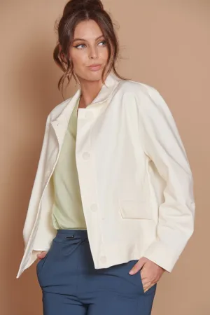 Gaia Cream Oversized Button Up Cropped Jacket