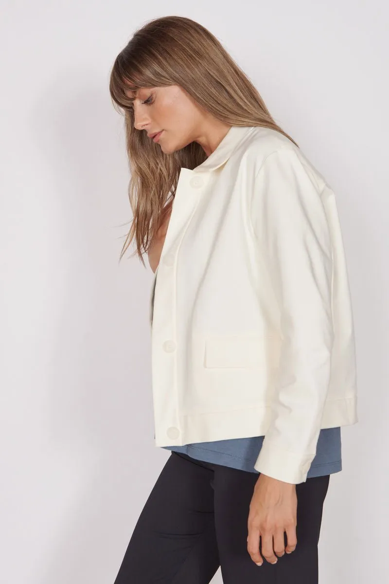 Gaia Cream Oversized Button Up Cropped Jacket