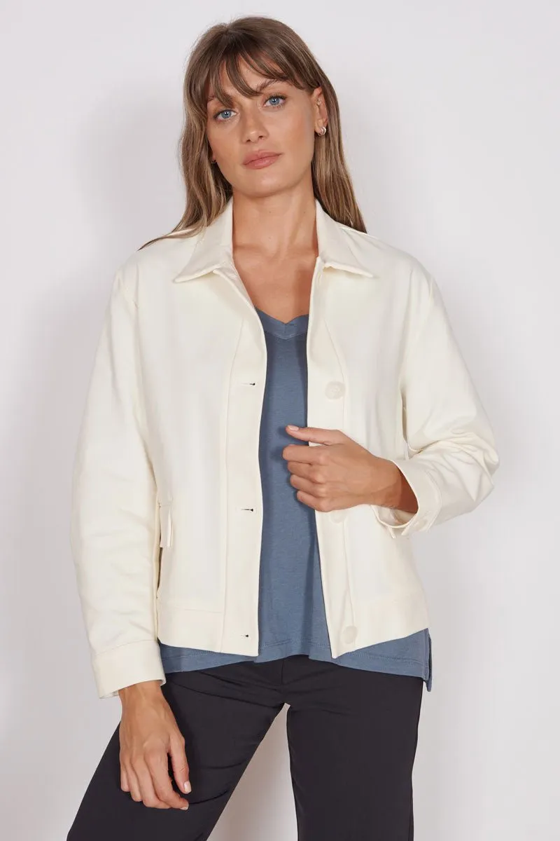 Gaia Cream Oversized Button Up Cropped Jacket