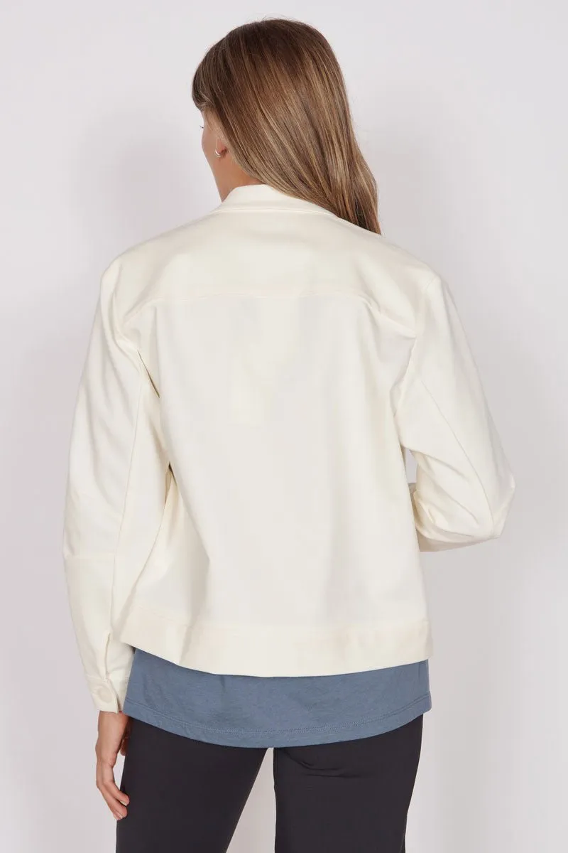 Gaia Cream Oversized Button Up Cropped Jacket
