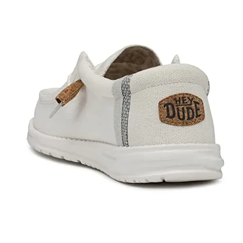 Hey Dude Men's Wally Break Stitch White Mows Size 12| Men's Loafers | Men's Slip On Shoes | Comfortable & Light-Weight