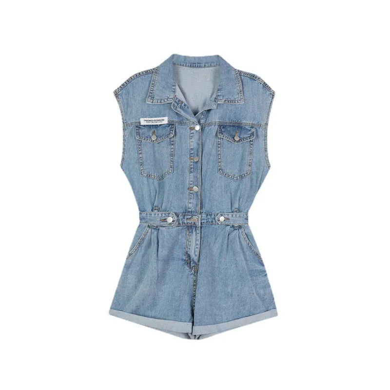 High Waist Small Denim Jumpsuit