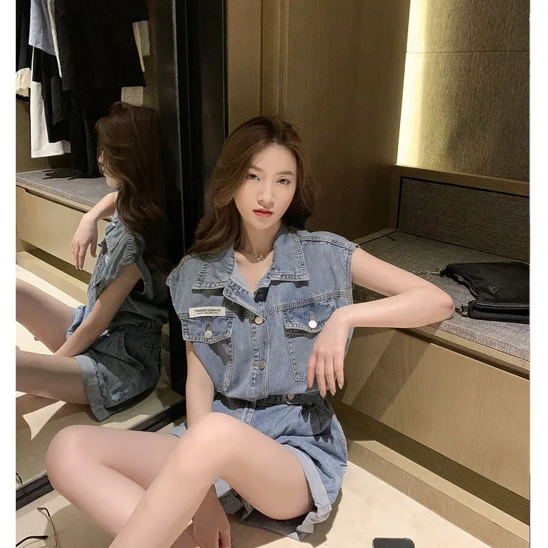 High Waist Small Denim Jumpsuit