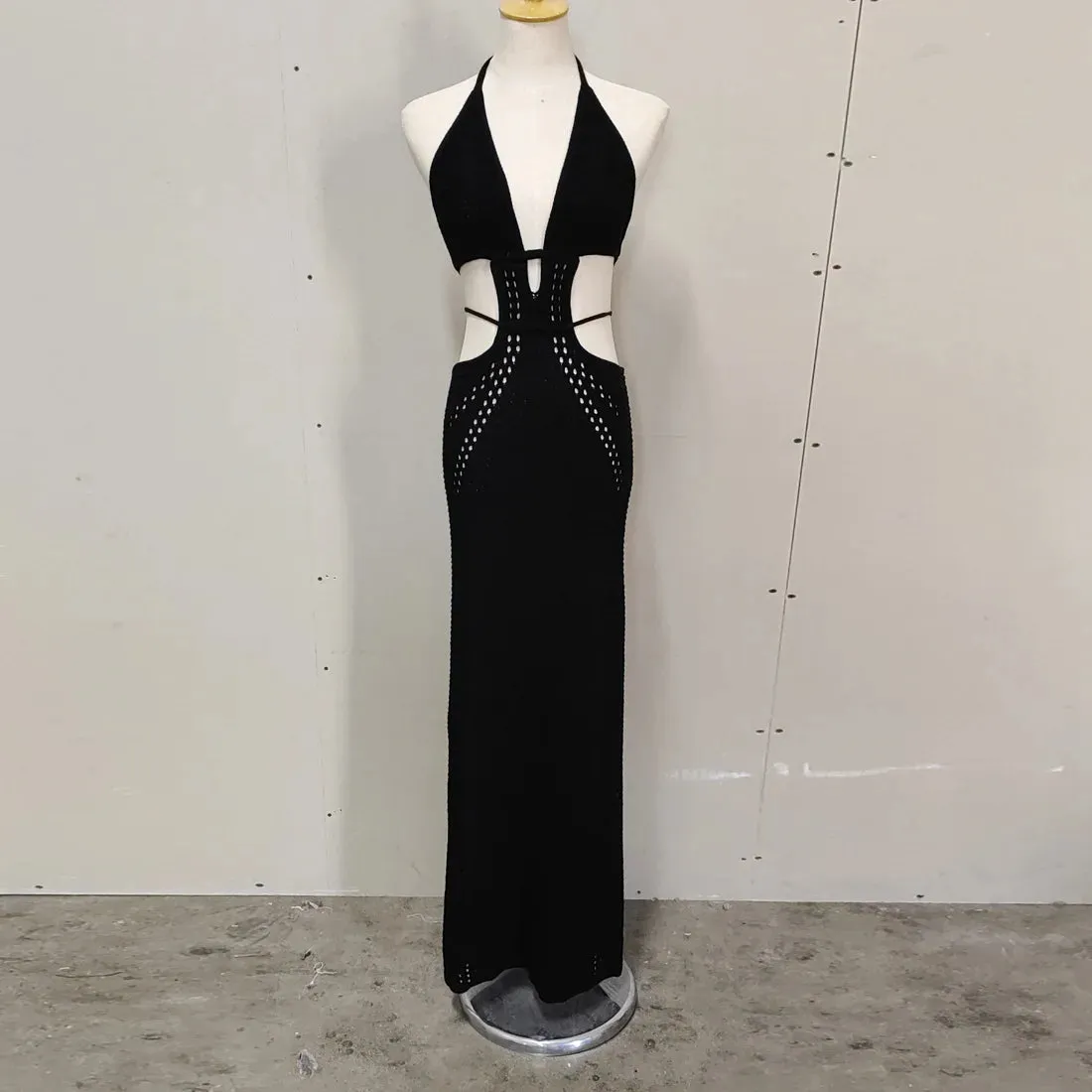 Hip Wrap Sexy Pure Hollow Slim Streetwear Midi Dresses