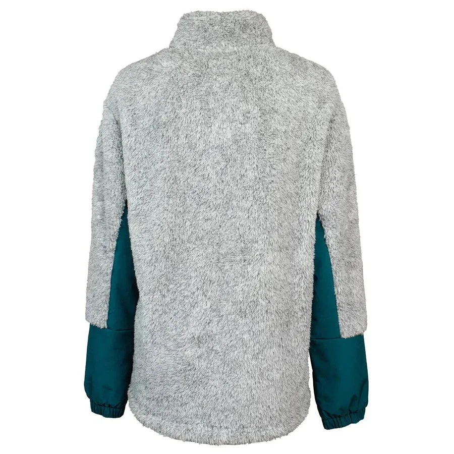 HOOEY "LADIES FLEECE PULLOVER" GREY W/TEAL