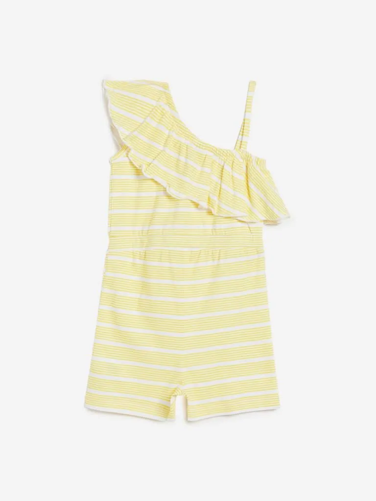 HOP Kids Yellow Striped Sangria Jumpsuit