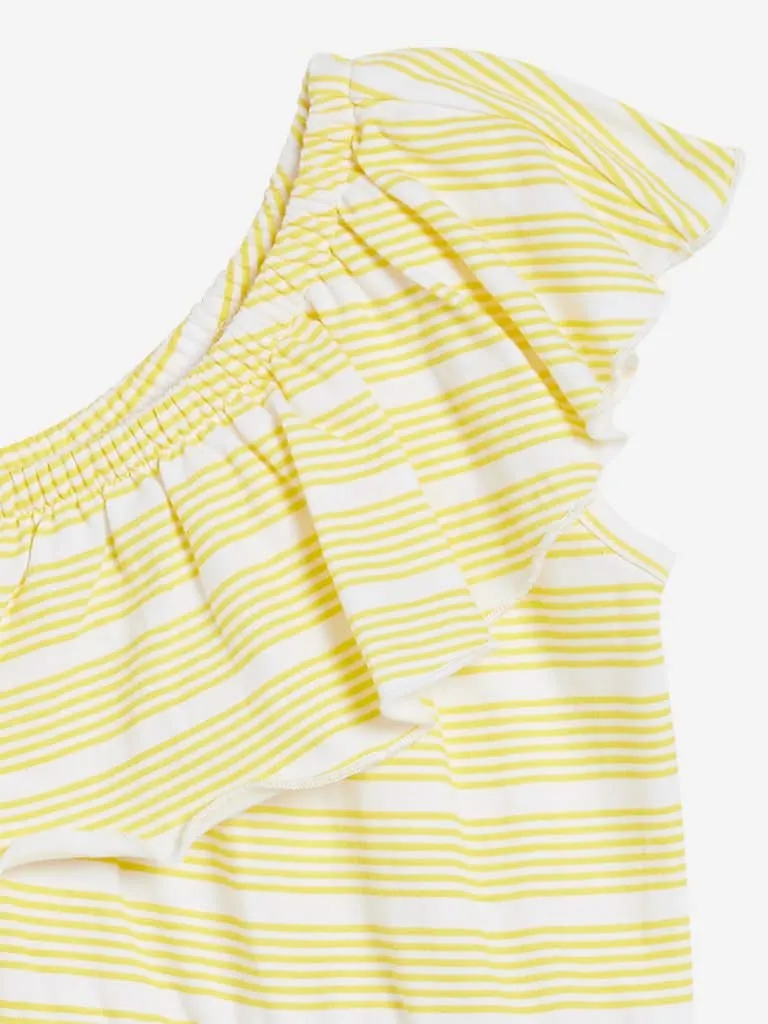 HOP Kids Yellow Striped Sangria Jumpsuit