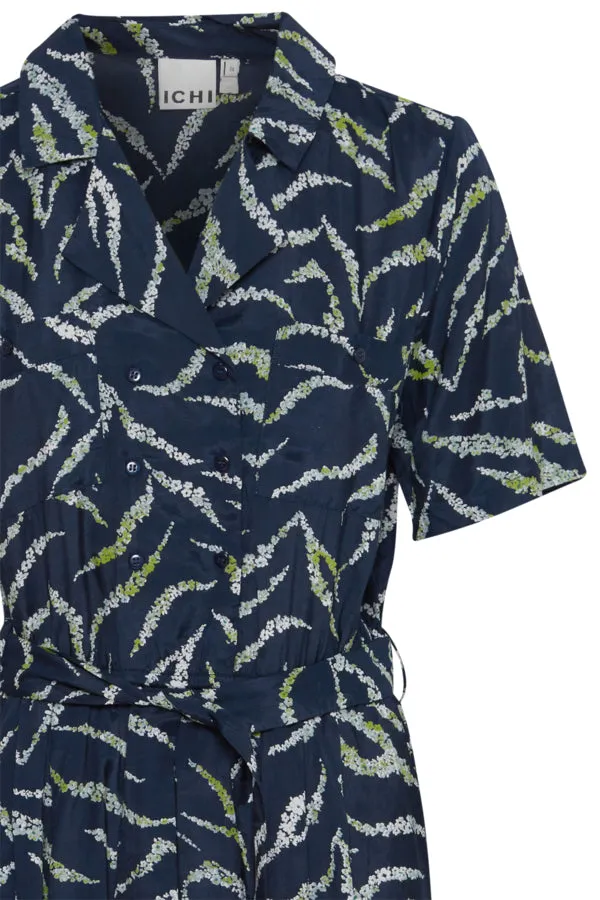Ichi Womens Evola Jumpsuit Total Eclipse Zebra Flower