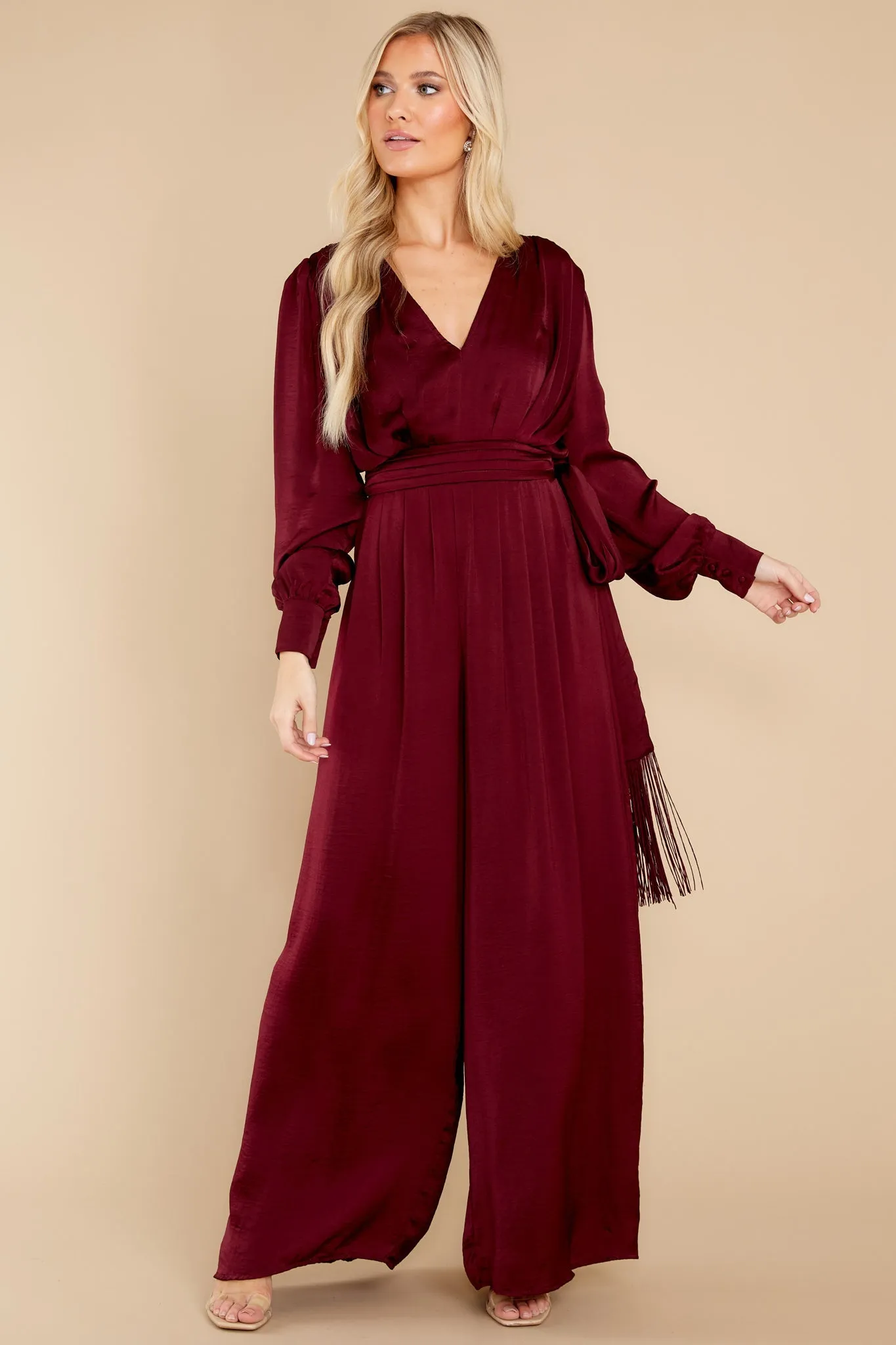 It's A Lifestyle Burgundy Jumpsuit