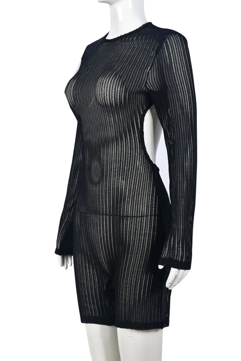 JJ0102 Open Back Mesh Rompers