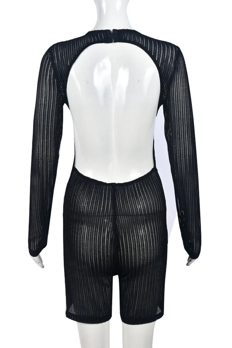 JJ0102 Open Back Mesh Rompers
