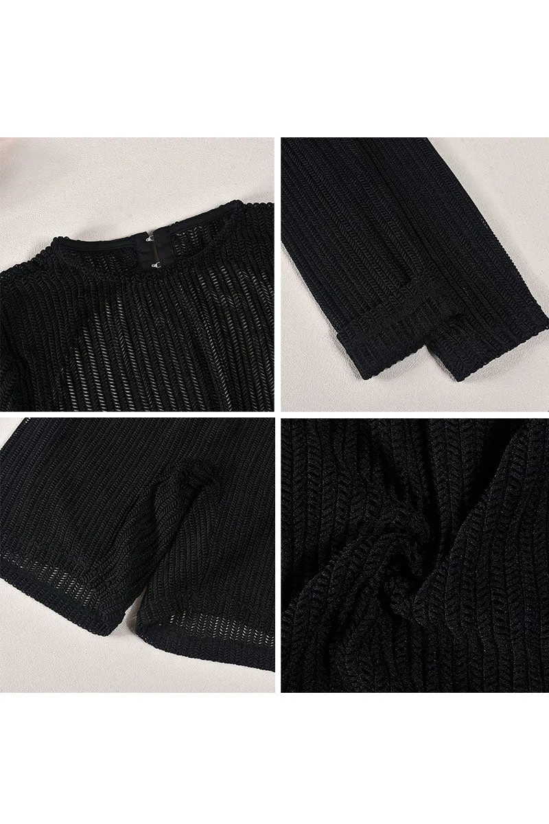 JJ0102 Open Back Mesh Rompers