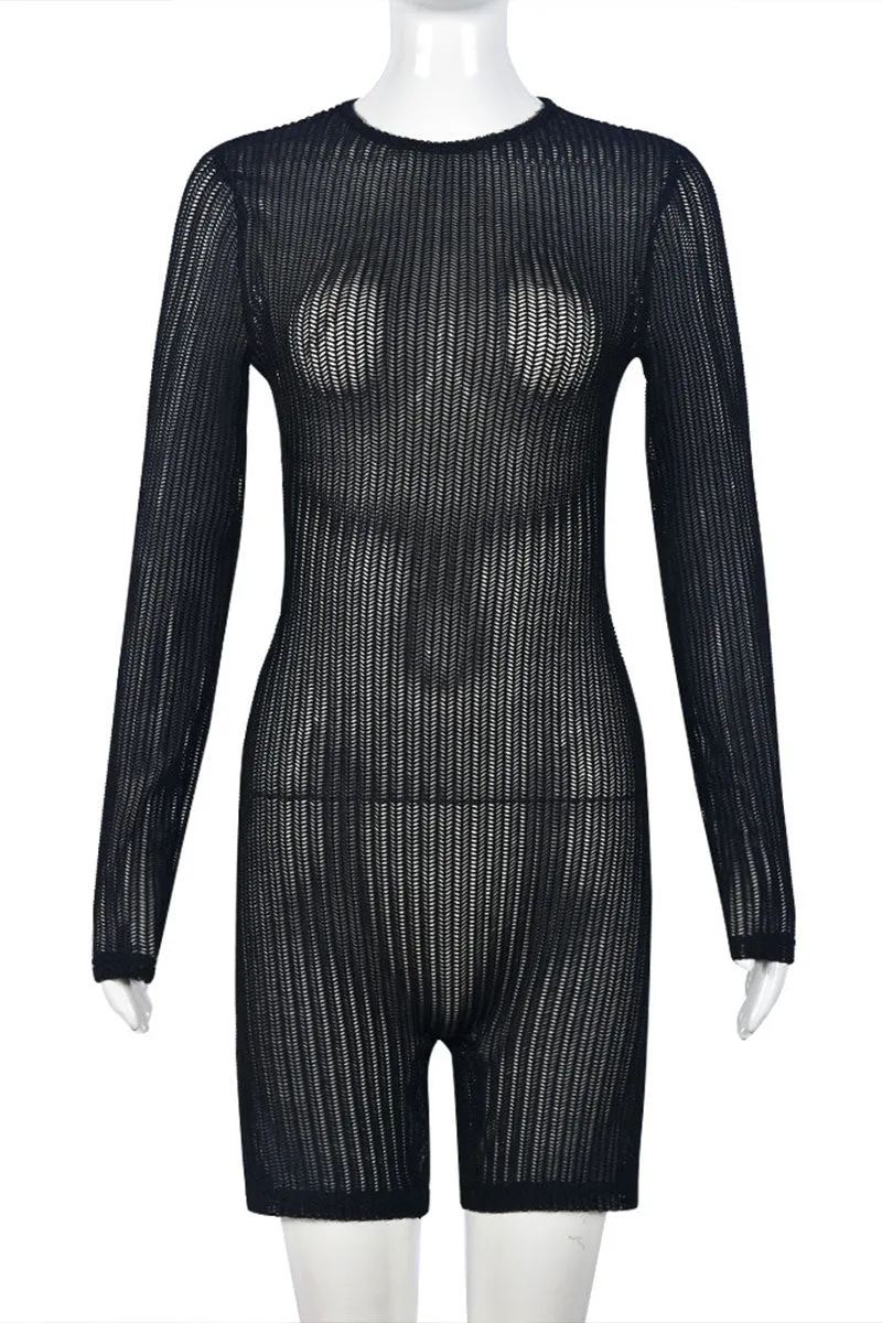 JJ0102 Open Back Mesh Rompers