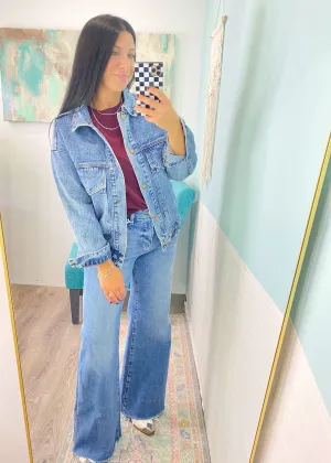'Johnny' Medium Wash Bomber Style Jean Jacket