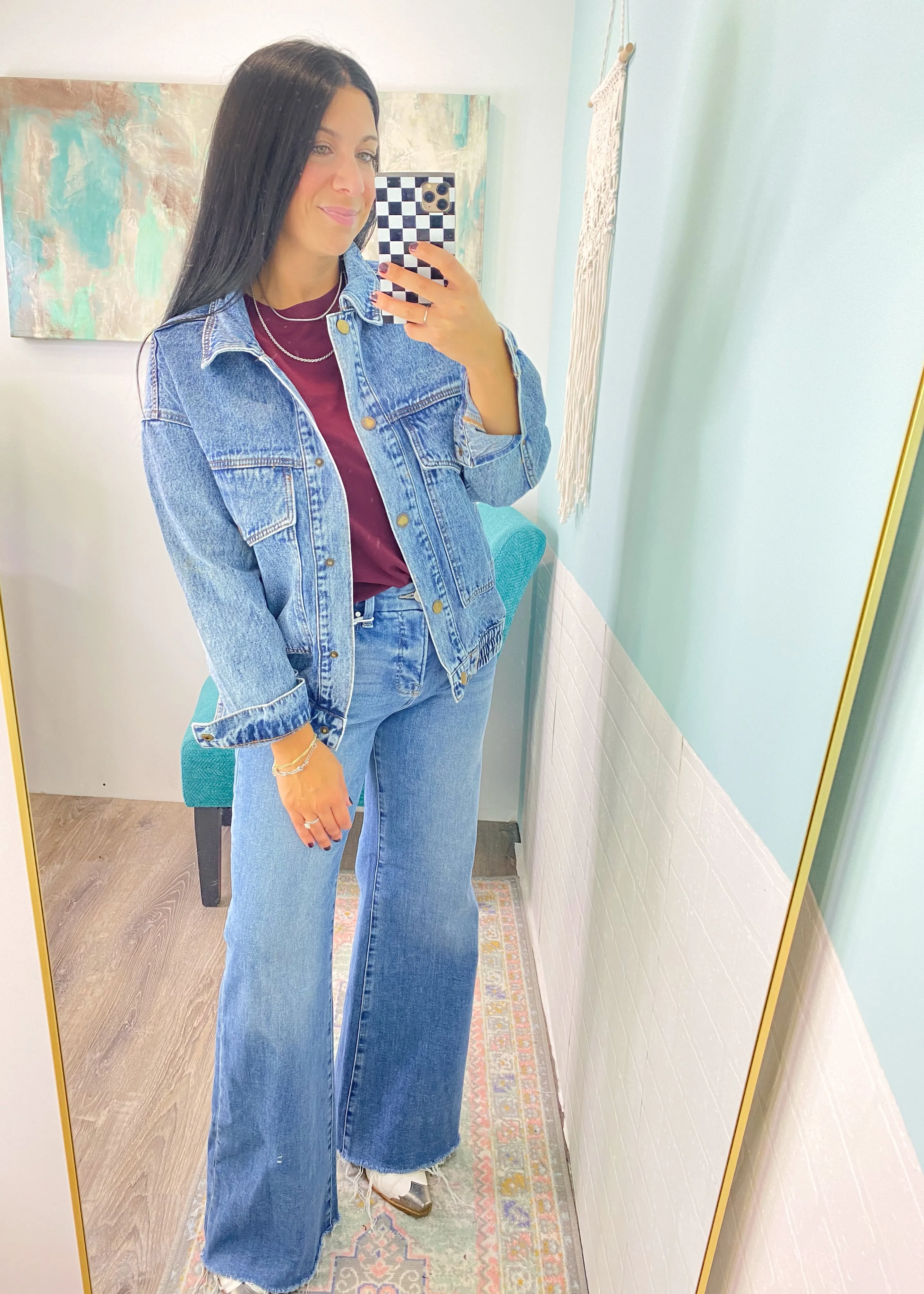 'Johnny' Medium Wash Bomber Style Jean Jacket