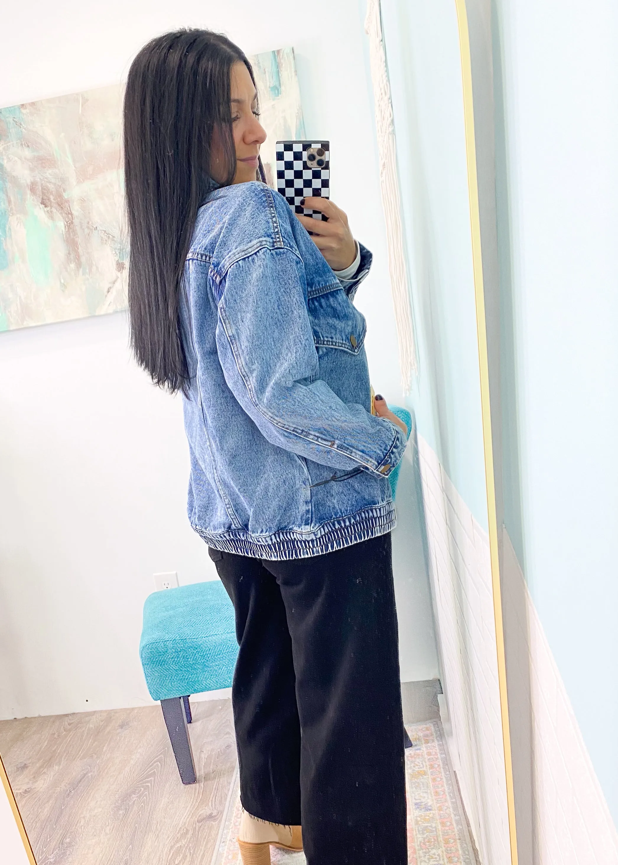 'Johnny' Medium Wash Bomber Style Jean Jacket