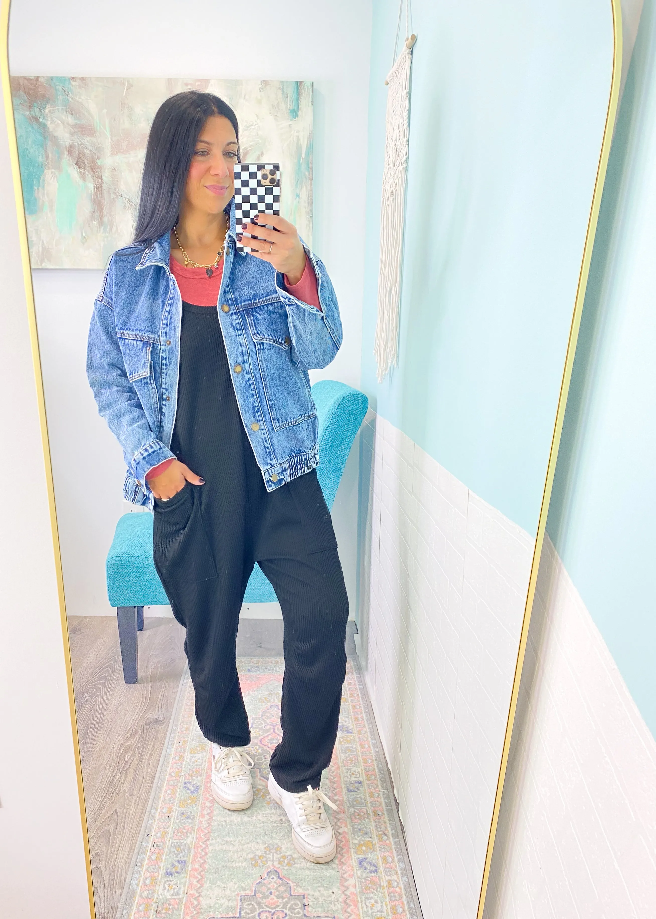 'Johnny' Medium Wash Bomber Style Jean Jacket