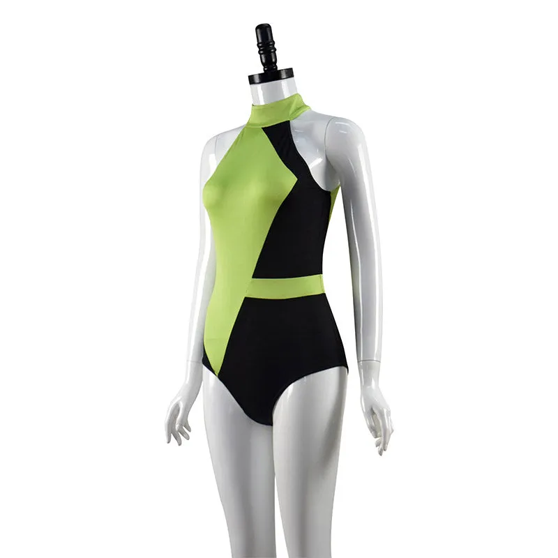 Kim Possible Cosplay Shego Swimwear Super Villain Green Black Bikini Swimsuit Swimwear Bathing Suit