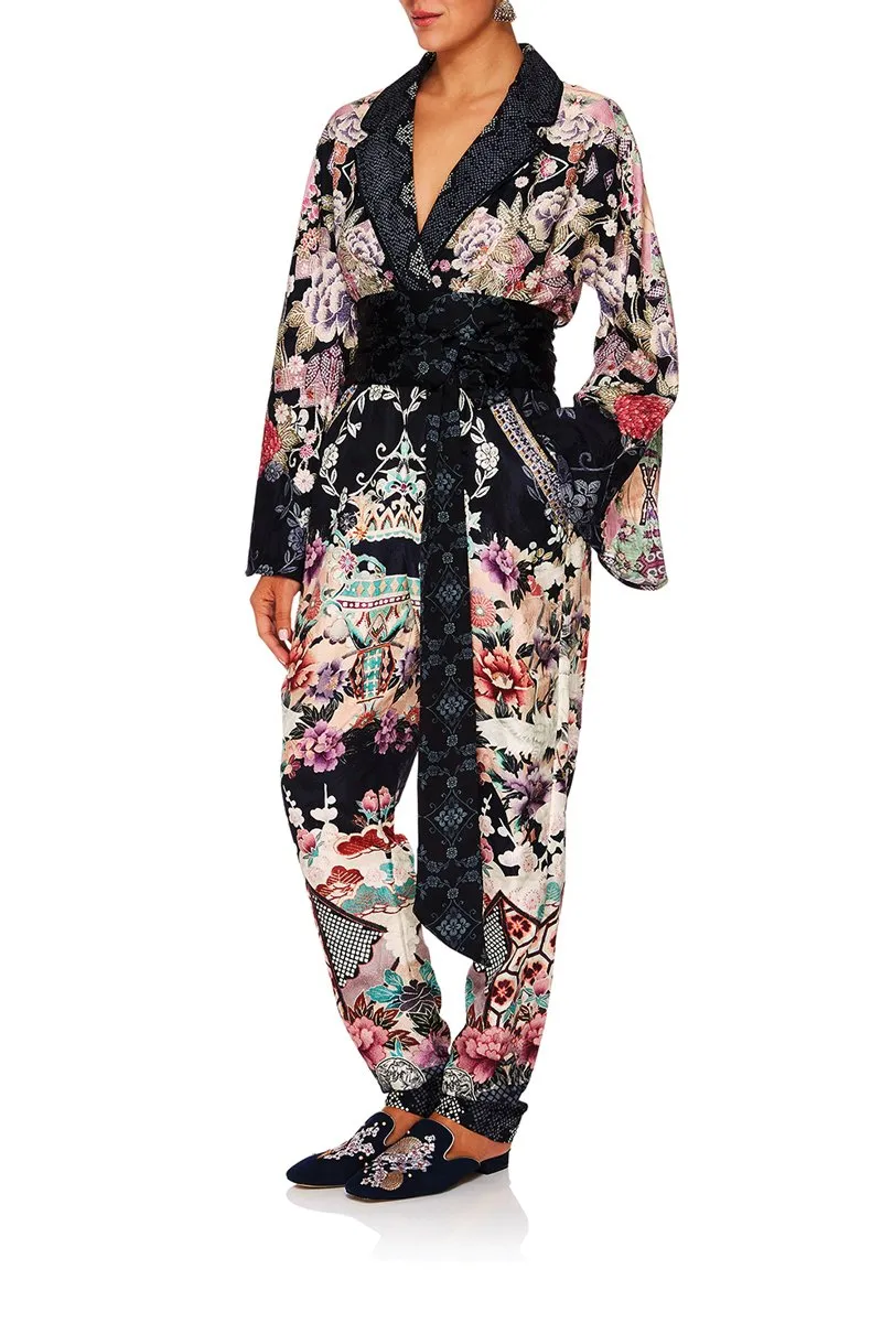 KIMONO SLEEVE JUMPSUIT W/PIPING NIGHTS WITH HER