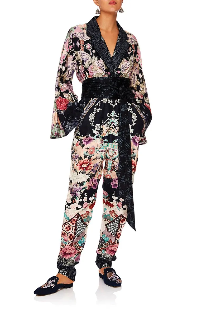 KIMONO SLEEVE JUMPSUIT W/PIPING NIGHTS WITH HER