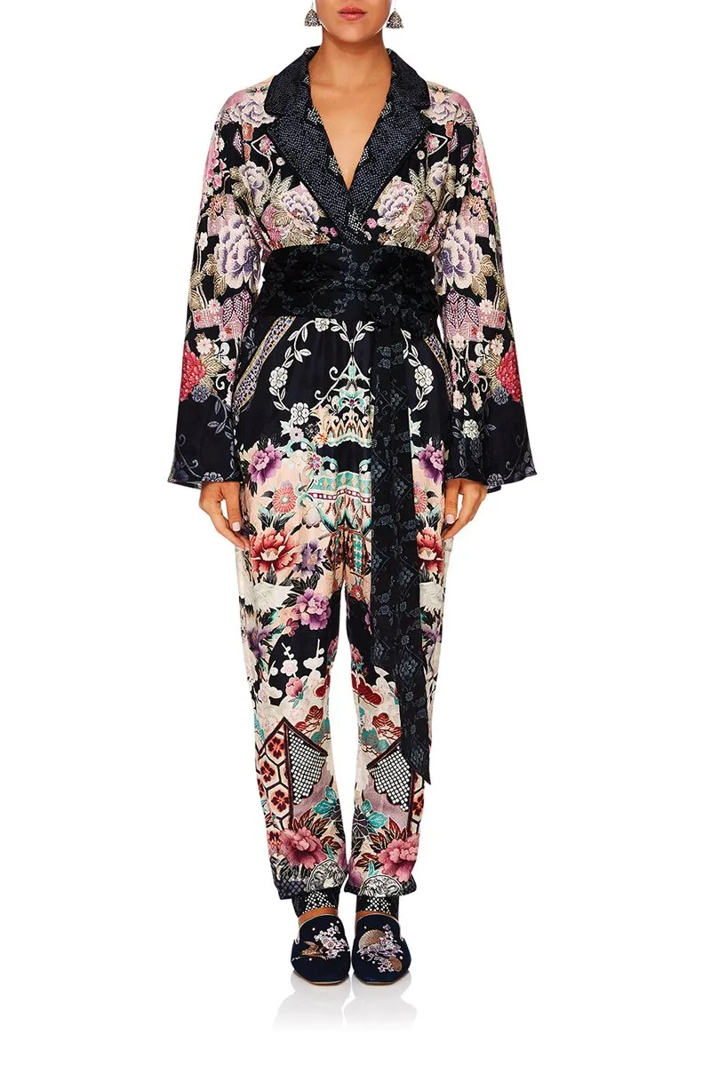 KIMONO SLEEVE JUMPSUIT W/PIPING NIGHTS WITH HER